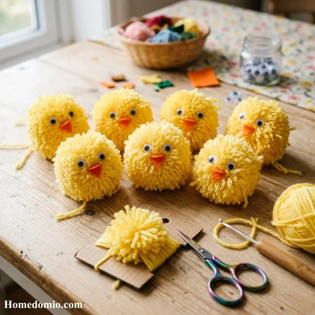 Baby Chick Yarn Pompom Decorations for Kids