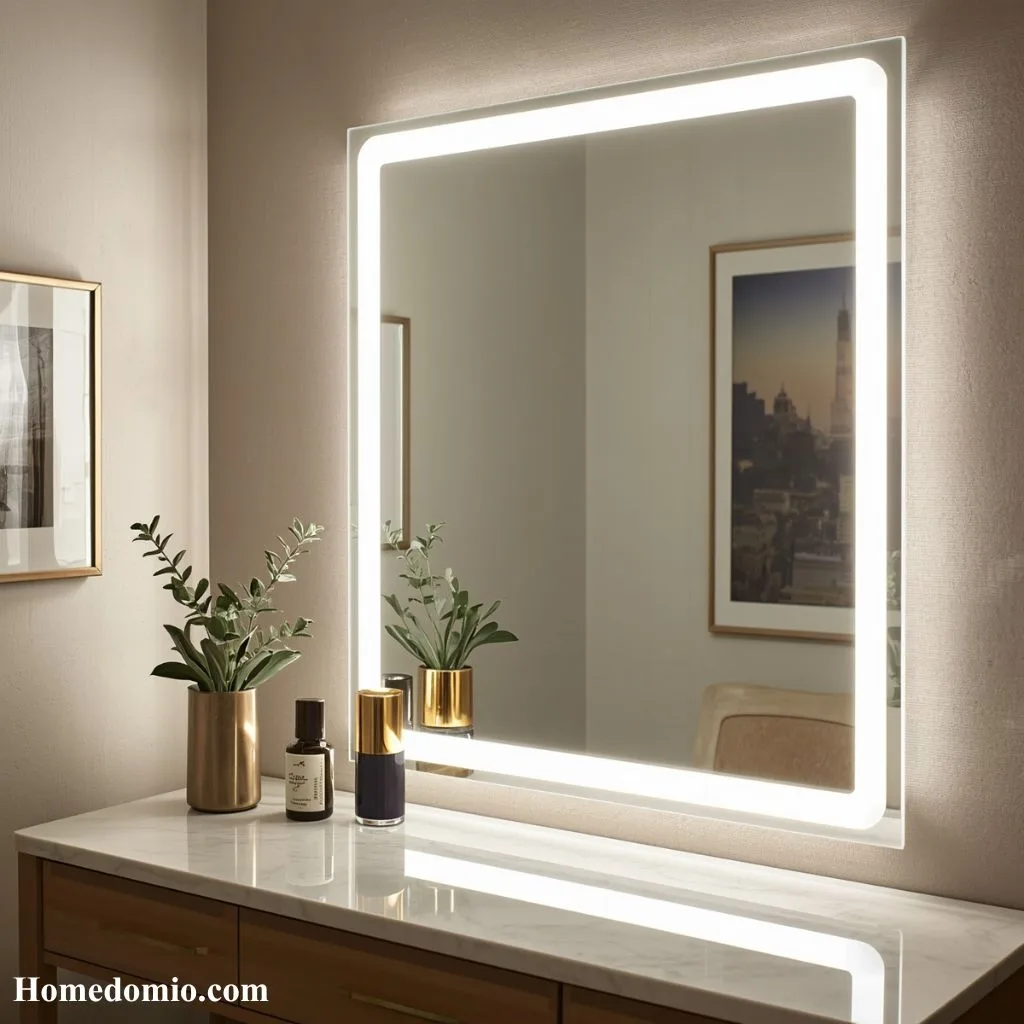 Backlit Mirror Vanity Setup