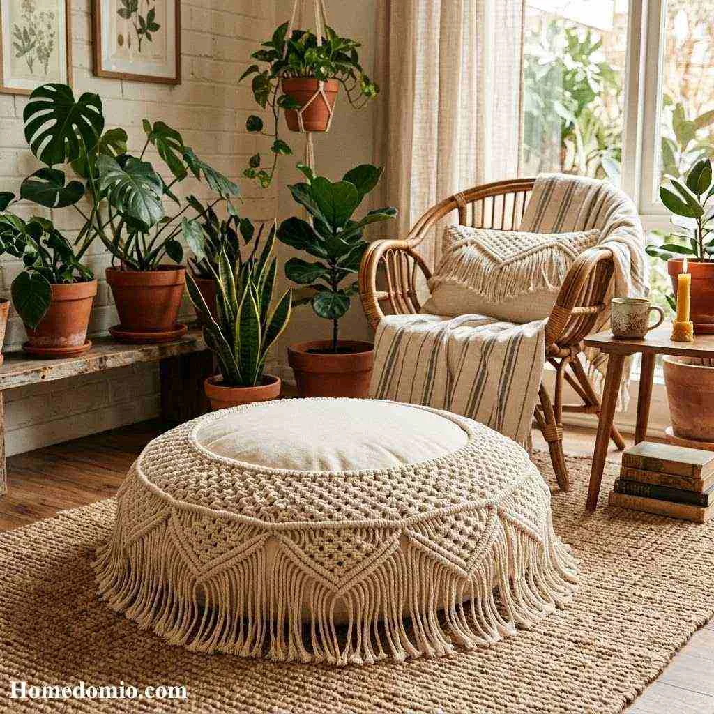 Boho Macrame Floor Cushion Cover