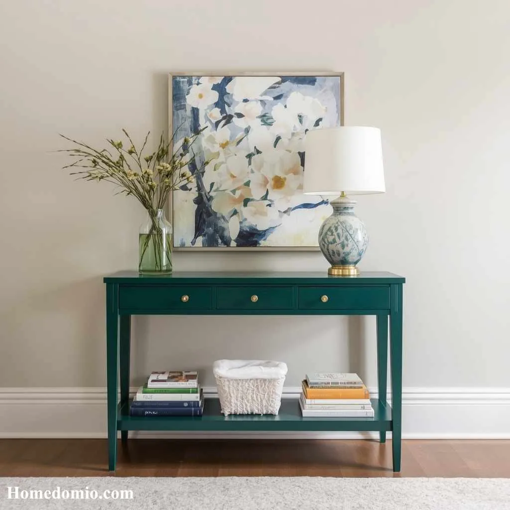  Bold Color Console Against a Neutral Wall