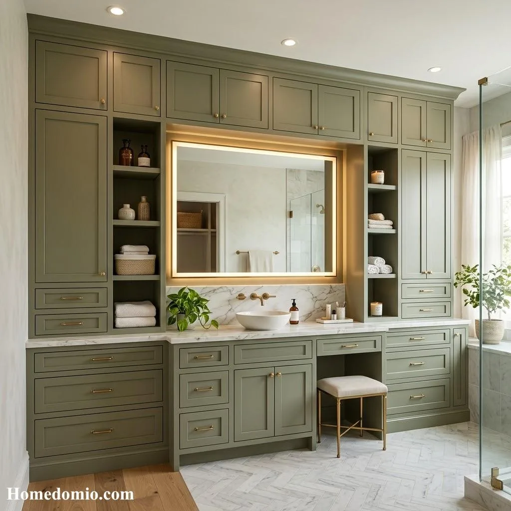Built-In Vanity with Floor to Ceiling Storage