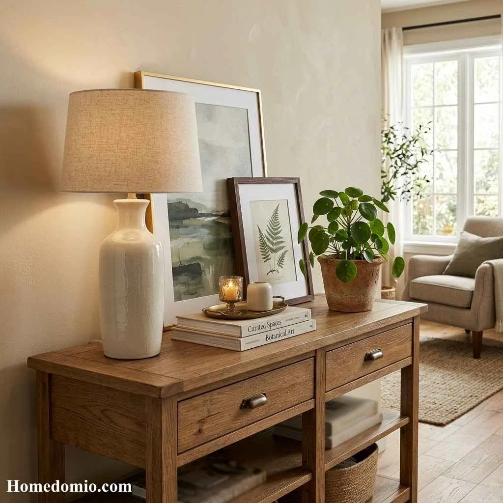 Console Styled With Layered Decor