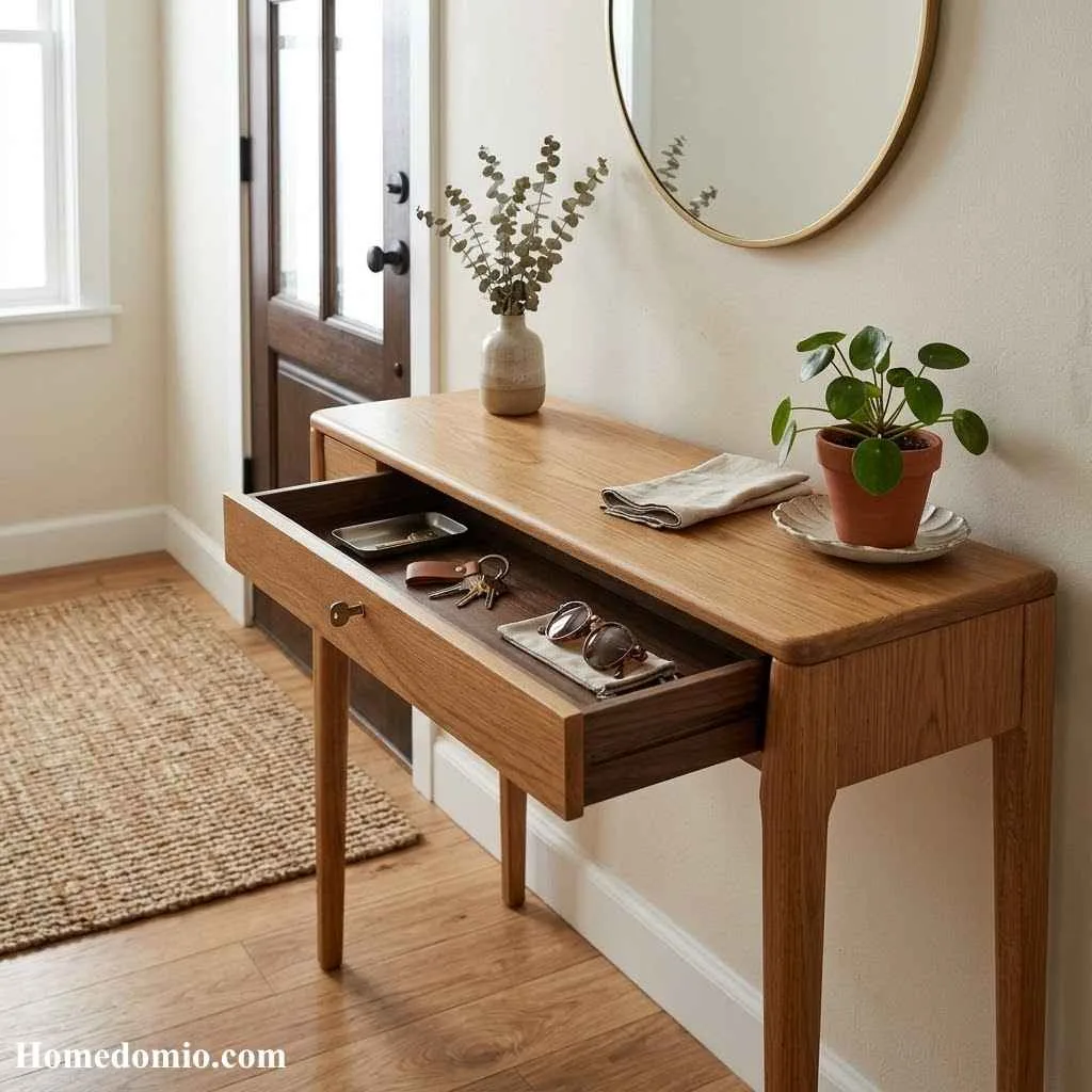 Console with a Built In Drawer for Keys