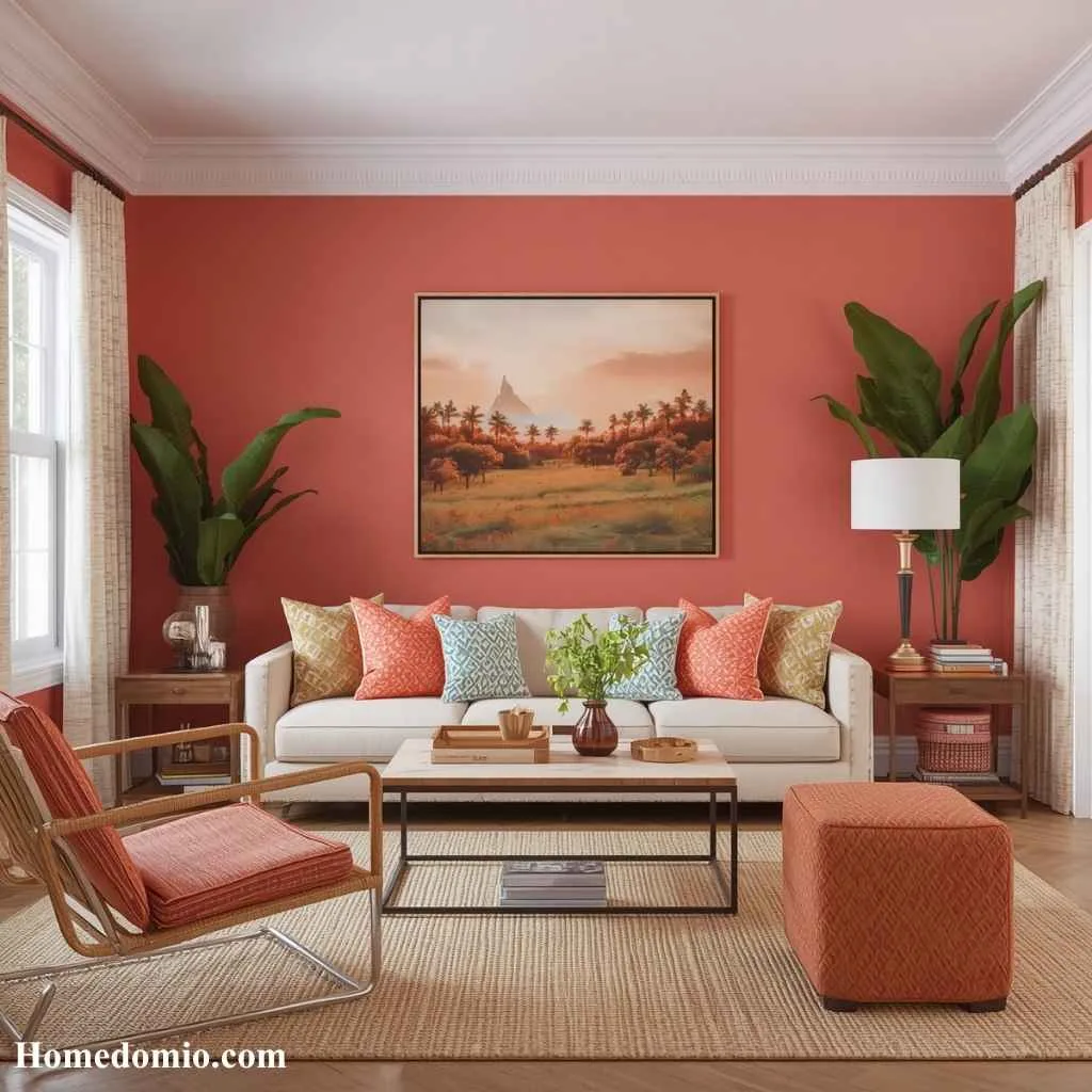 Living Room Color Ideas to Transform Your Space 14 Coral Orange for a Vibrant and Joyful Atmosphere