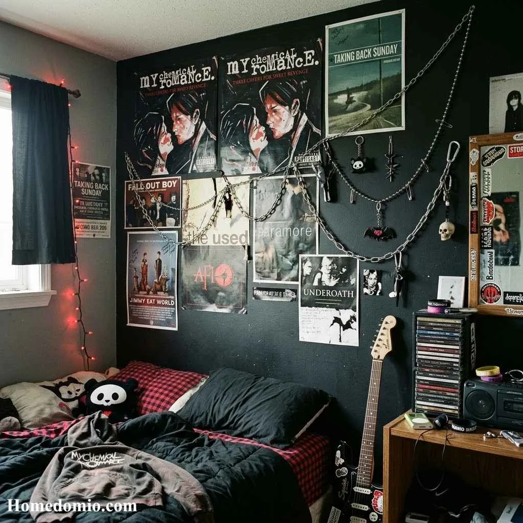 2000s Teen Bedroom Girl Ideas for Y2K Style 12 Emo Edge Accent Wall