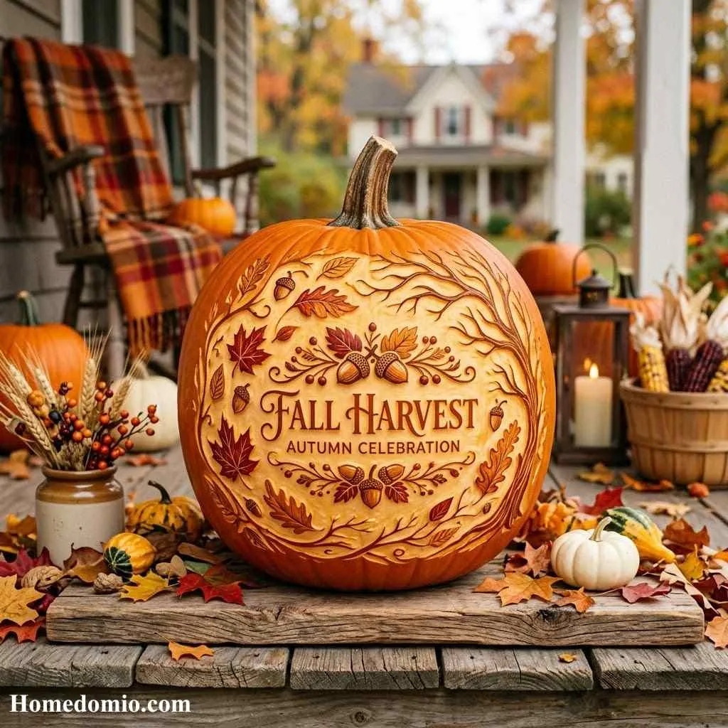  Fall Harvest Themed Pumpkin With Seasonal Details