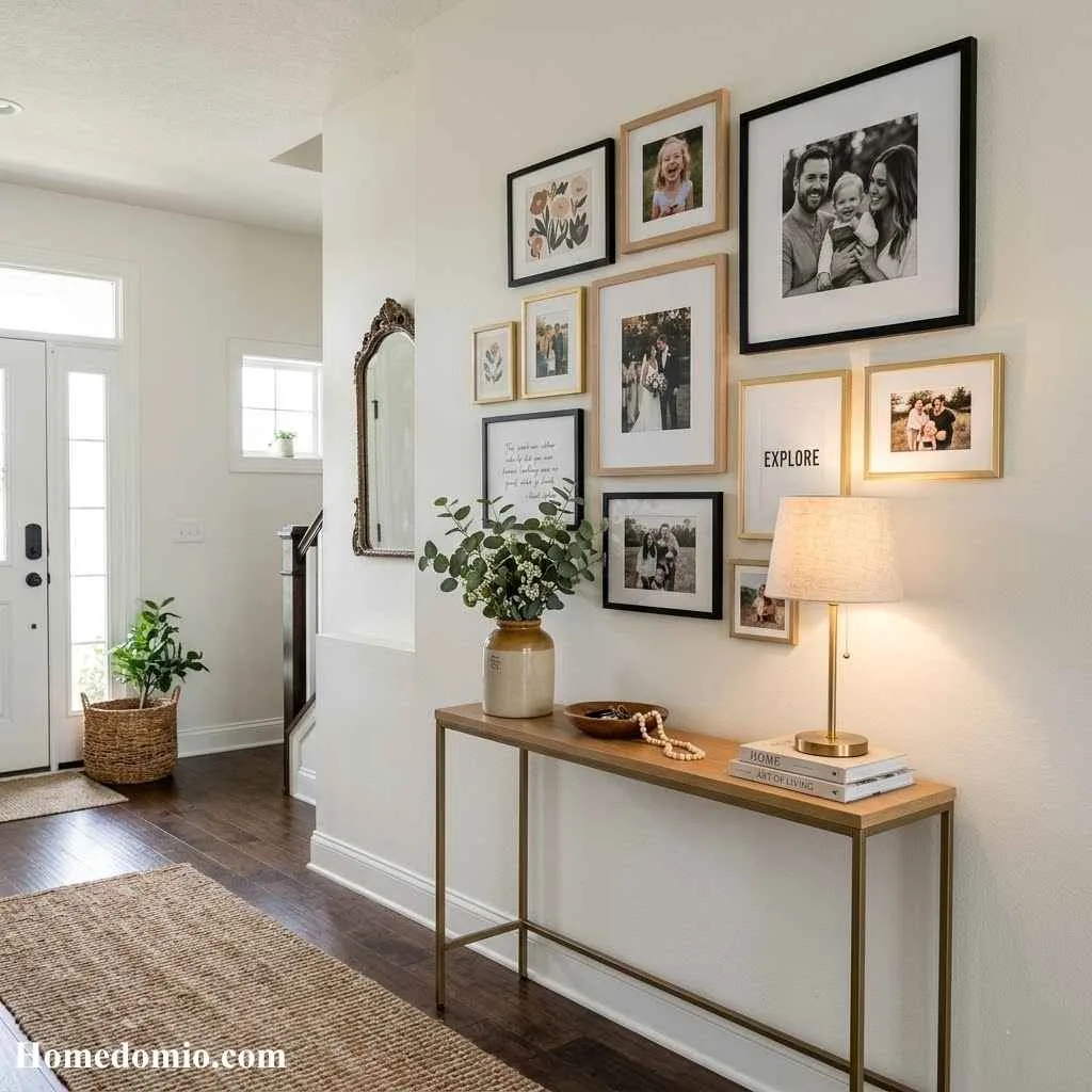 Gallery Wall Above a Slim Console
