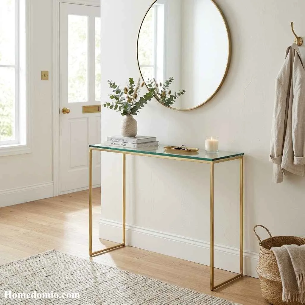 Glass Top Console for Airy Feel