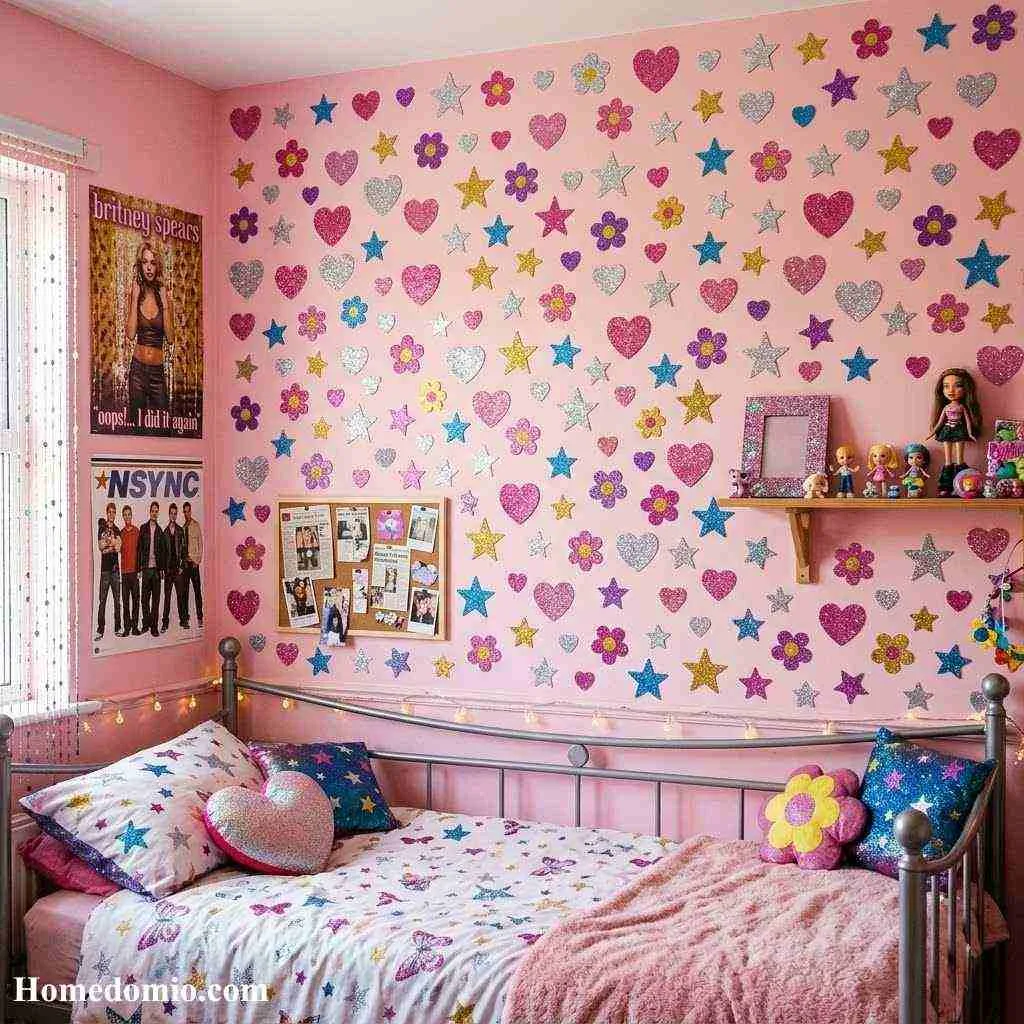 2000s Teen Bedroom Aesthetic Ideas to Recreate 4 Glitter Wall Decals