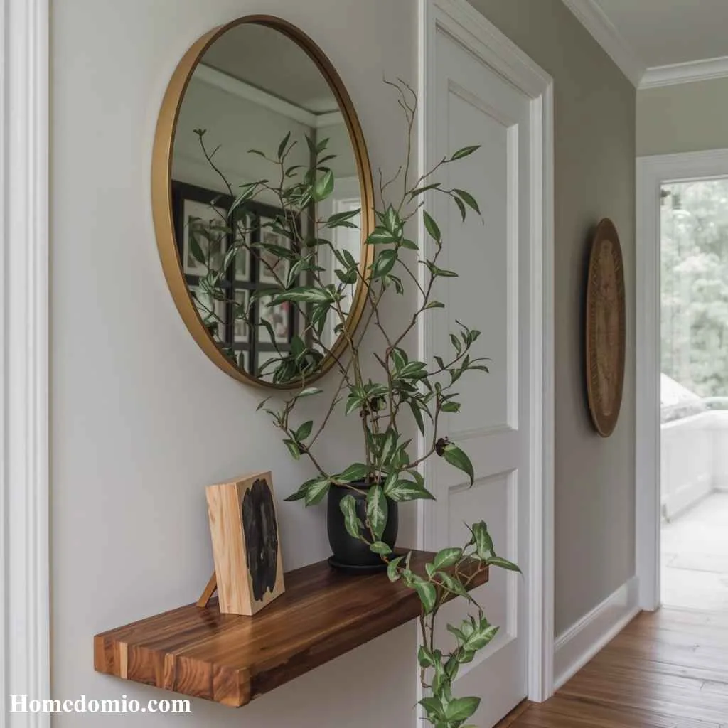 Greenery on a Floating Shelf Console