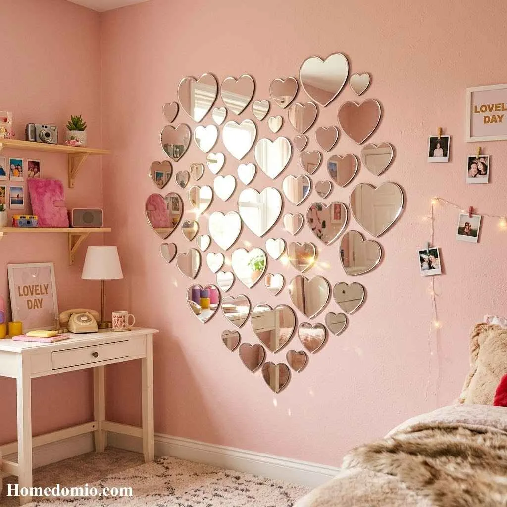 2000s Teen Bedroom Aesthetic Ideas to Recreate 12 Heart Shaped Mirror Wall
