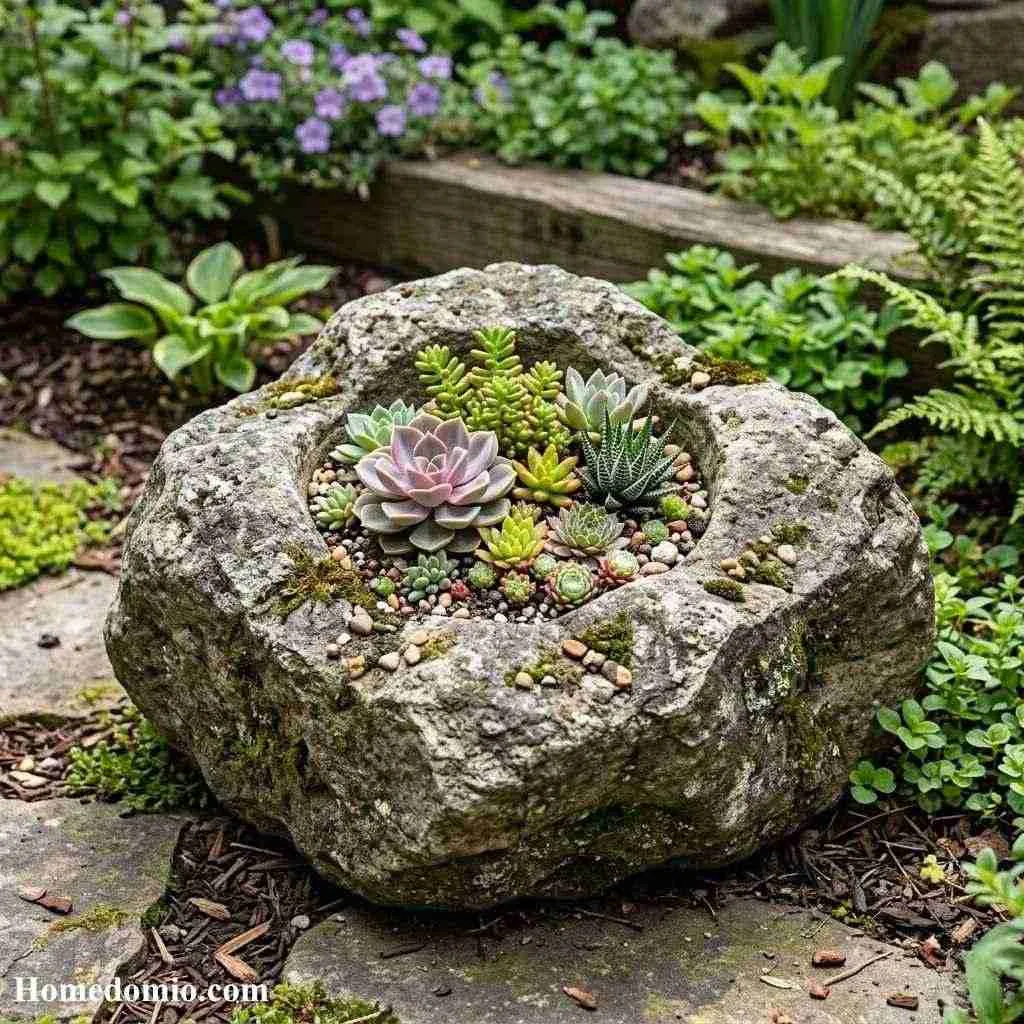 Hollowed Stone or Rock Planter