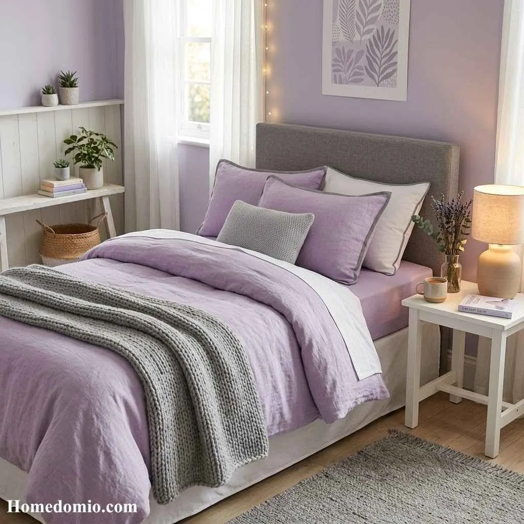 Dorm Bedding Ideas Color Schemes for Any Style 6 Lavender and Grey Dreamy Calm