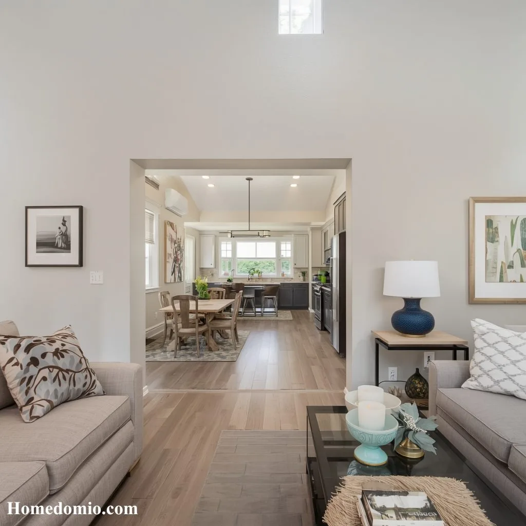  Light Taupe for an Open Plan Living and Dining Space