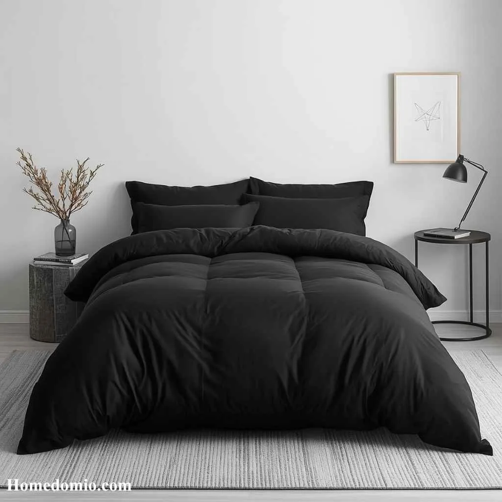 Dorm Bedding Ideas Black: 15 Sleek Looks for Your Dorm 7 Matte Black Minimalist Set