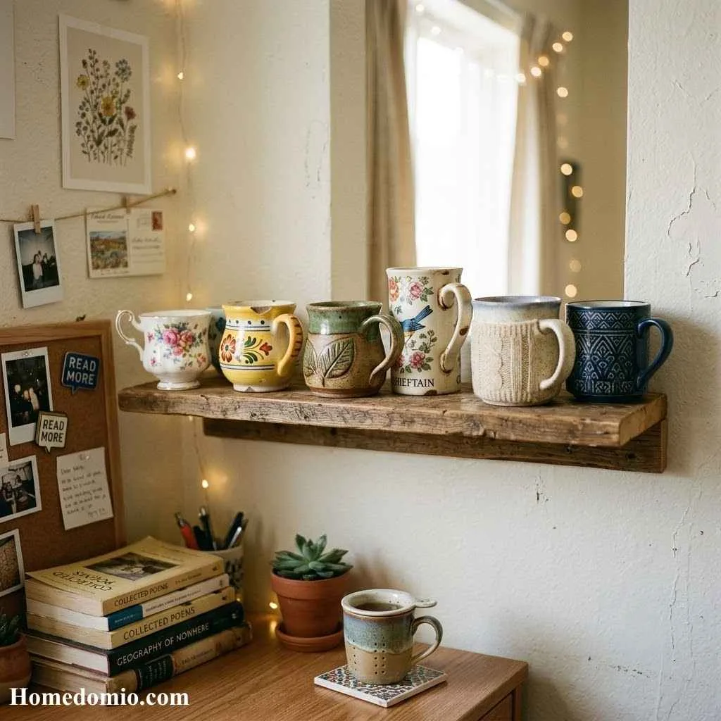 Cottage Core Dorm Room Decor: 15 Charming Ideas to Try 8 Mismatched Vintage Mugs
