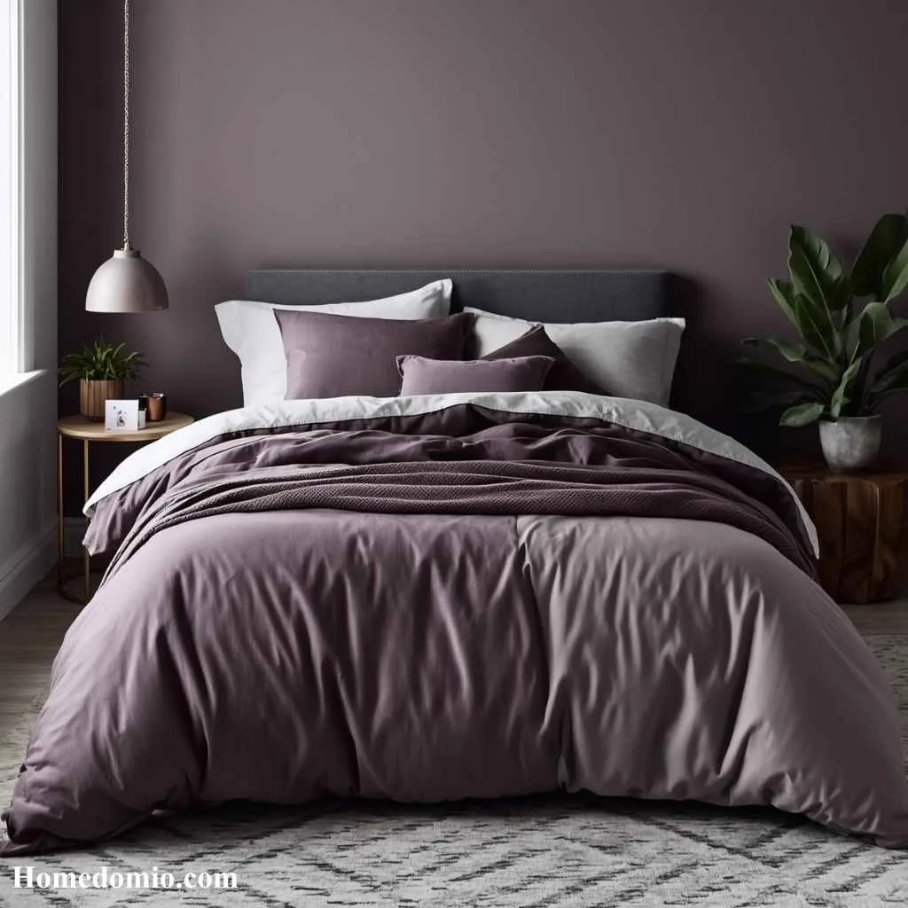 15 Dorm Bedding Ideas Purple For A Stunning Dorm Bed 12 Moody Purple and Gray Set