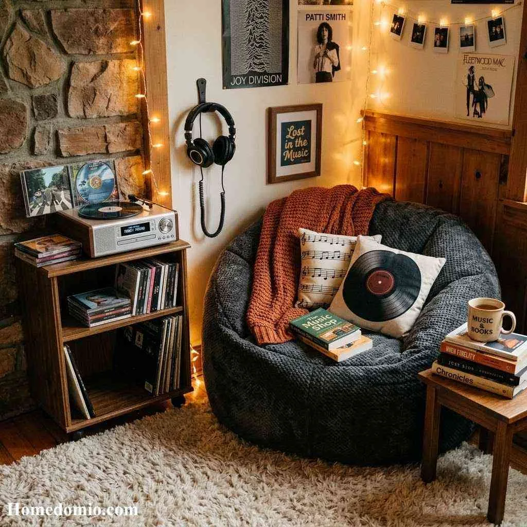 2000s Teen Bedroom Girl Ideas for Y2K Style 15 Music Themed Reading Nook