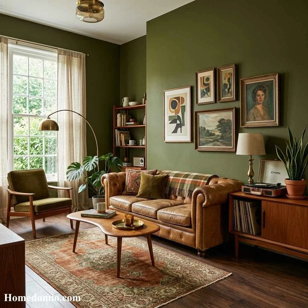 Living Room Color Ideas to Transform Your Space 11 Olive Green for a Warm and Vintage-Inspired Look