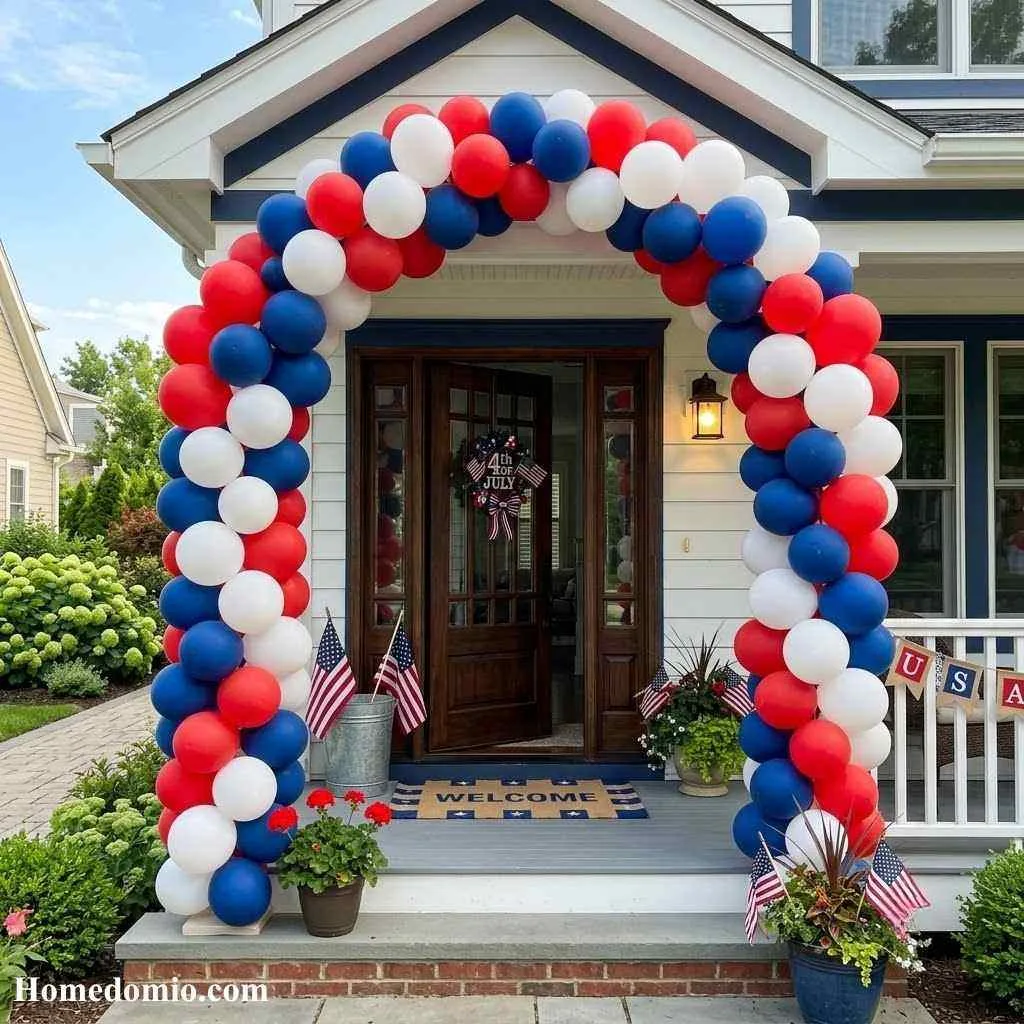4th of July Home Decoration Ideas to Make Your Space Shine with Patriotic Pride 6 Patriotic Balloon Arch at the Entrance
