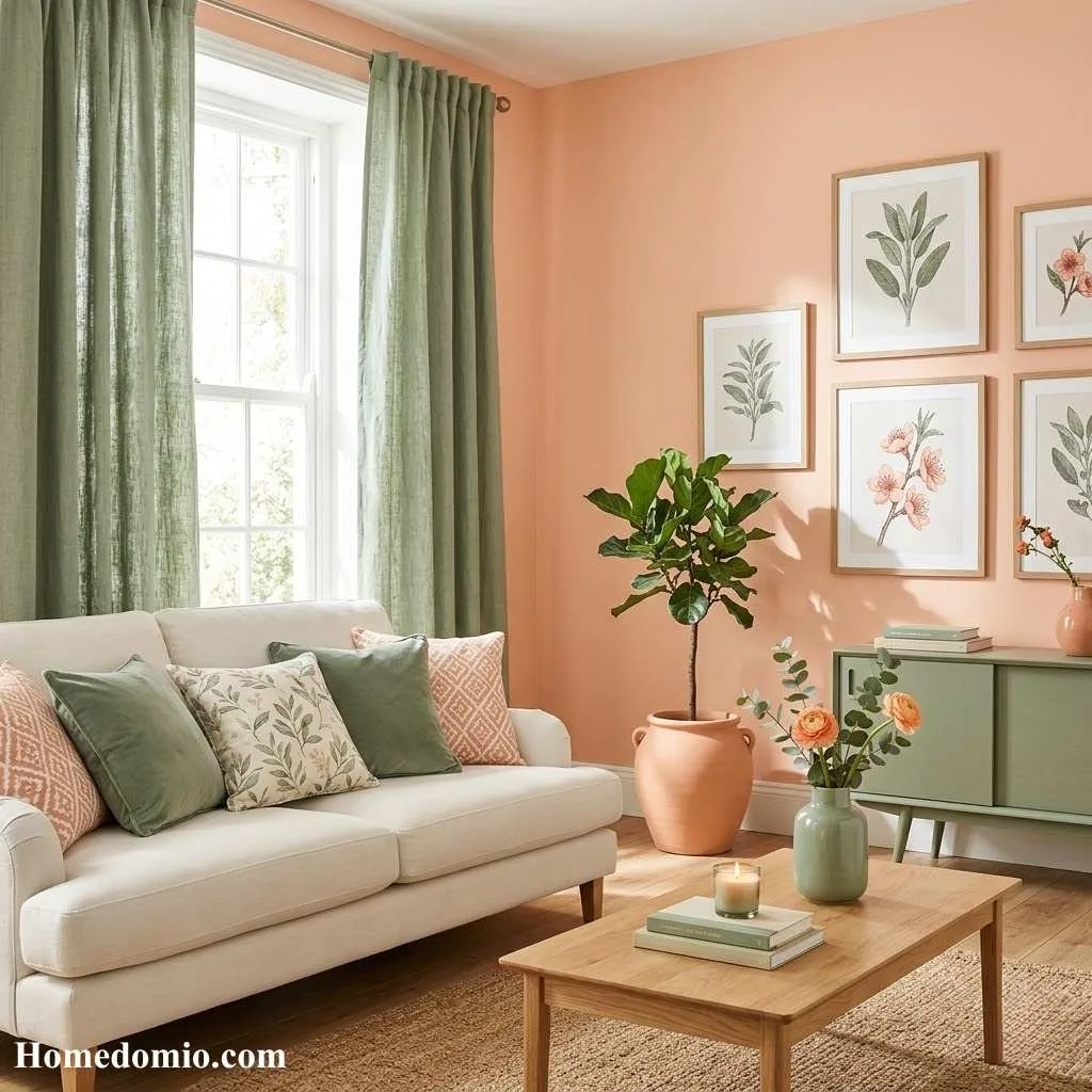 12+ Peach Paint Color Ideas for Every Room at Home 8 Peach and Sage Green Color Palette