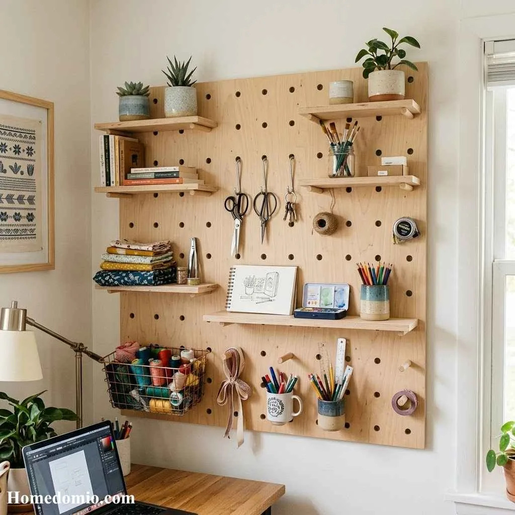DIY Shelf Ideas to Transform Your Space on a Budget 13 Pegboard Shelf System