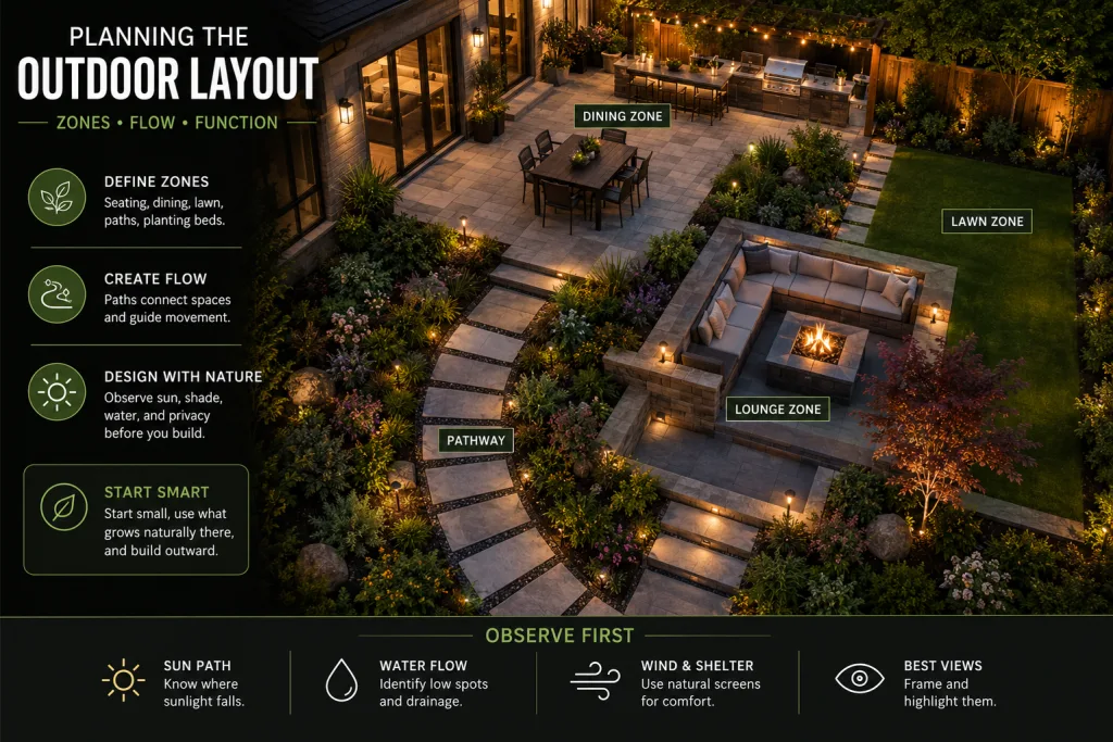 Planning the Outdoor Layout: Zones, Flow, and Function