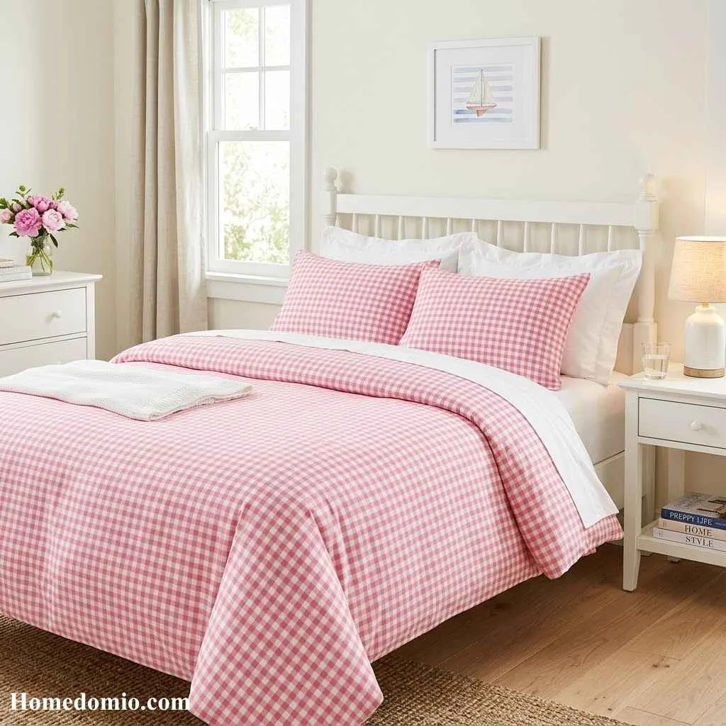 Dorm Bedding Ideas Pink: 15 Dreamy Looks You'll Love 8 Preppy Pink Gingham