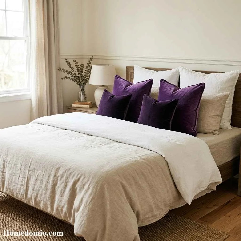 15 Dorm Bedding Ideas Purple For A Stunning Dorm Bed 13 Purple Velvet Accent Pillows