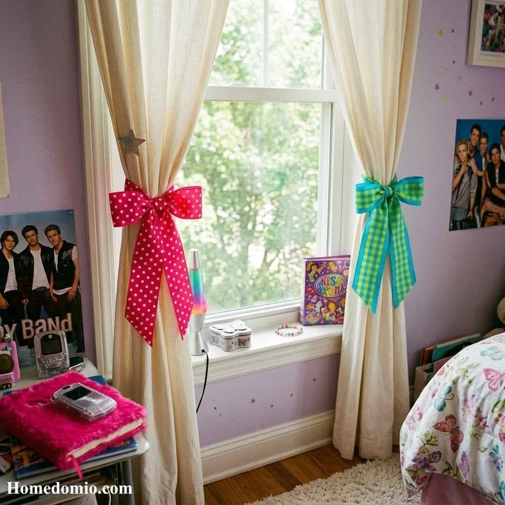 2000s Teen Bedroom Aesthetic Ideas to Recreate 10 Ribbon and Bow Curtain Ties