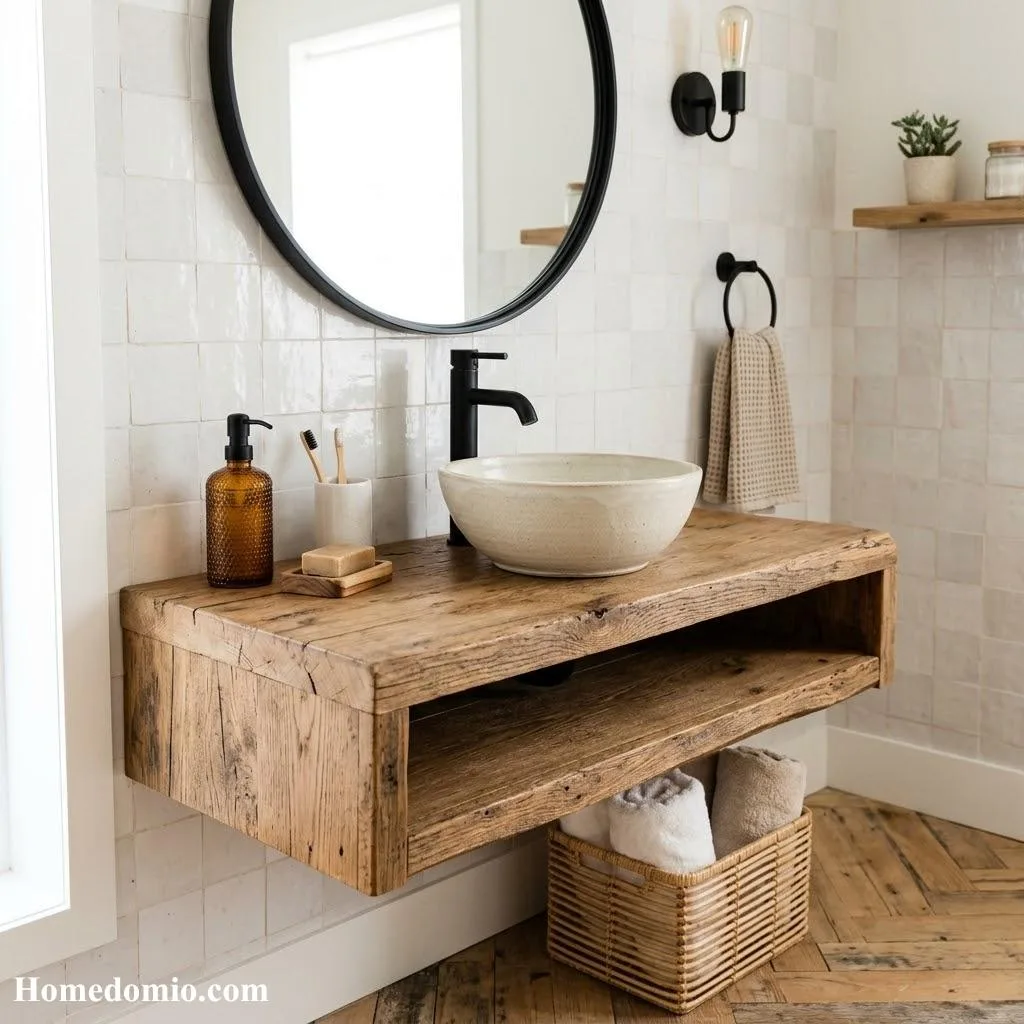 Rustic Floating Wood Vanity