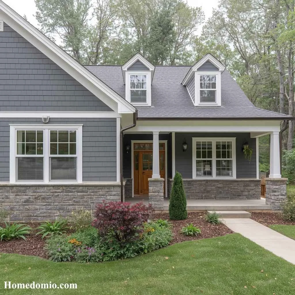 Exterior House Color Ideas to Transform Your Home's Curb Appeal 11 Slate Blue Gray with Cedar Shake Details