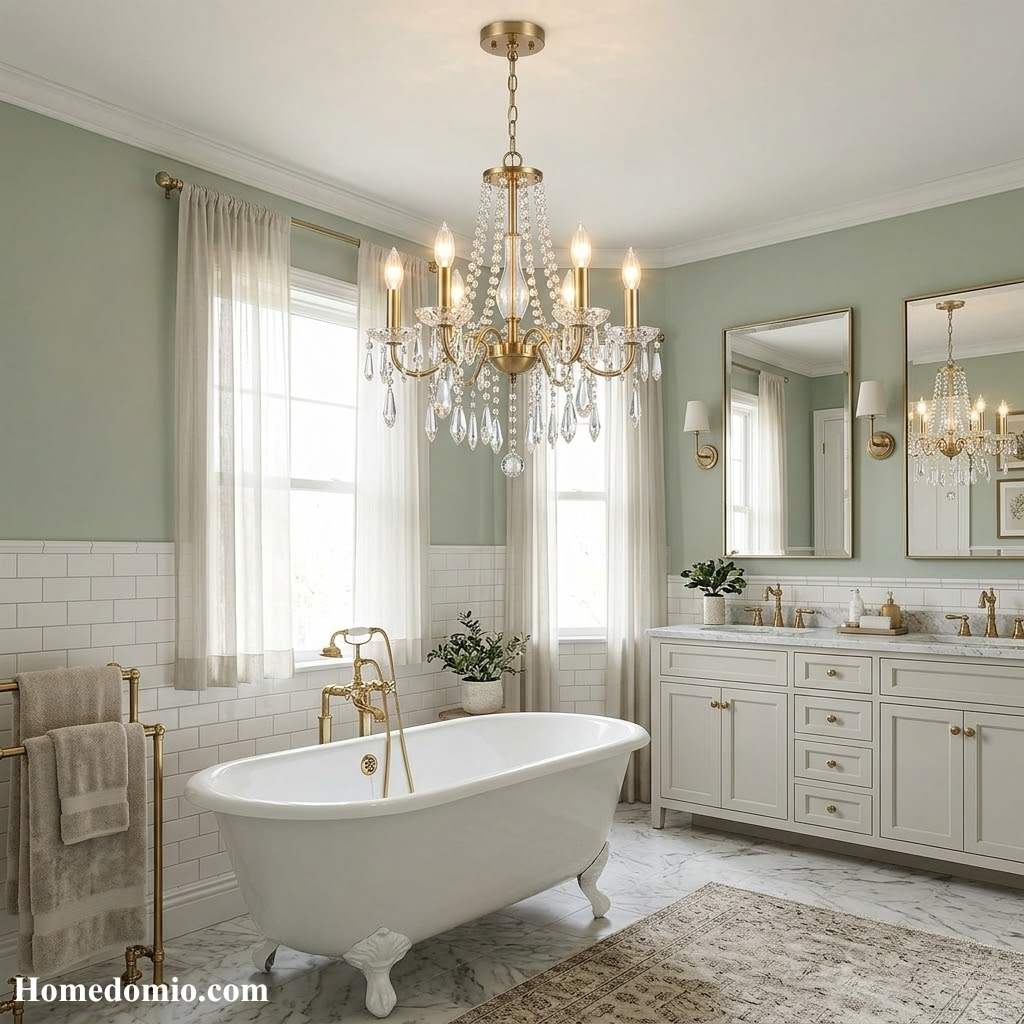 Statement Chandelier in the Bathroom