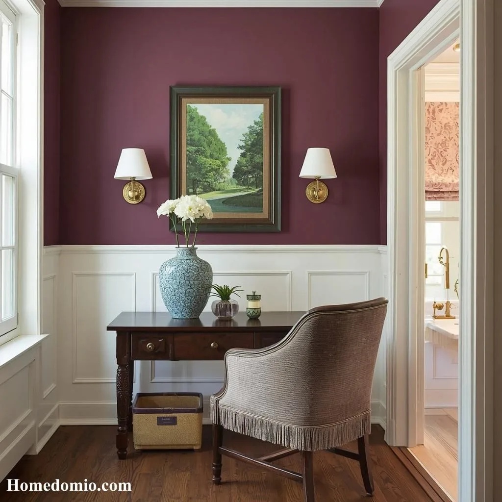 Plum Paint Color Ideas to Transform Every Room in Your Home 13 Two Tone Plum and White Paneling for Classic Elegance