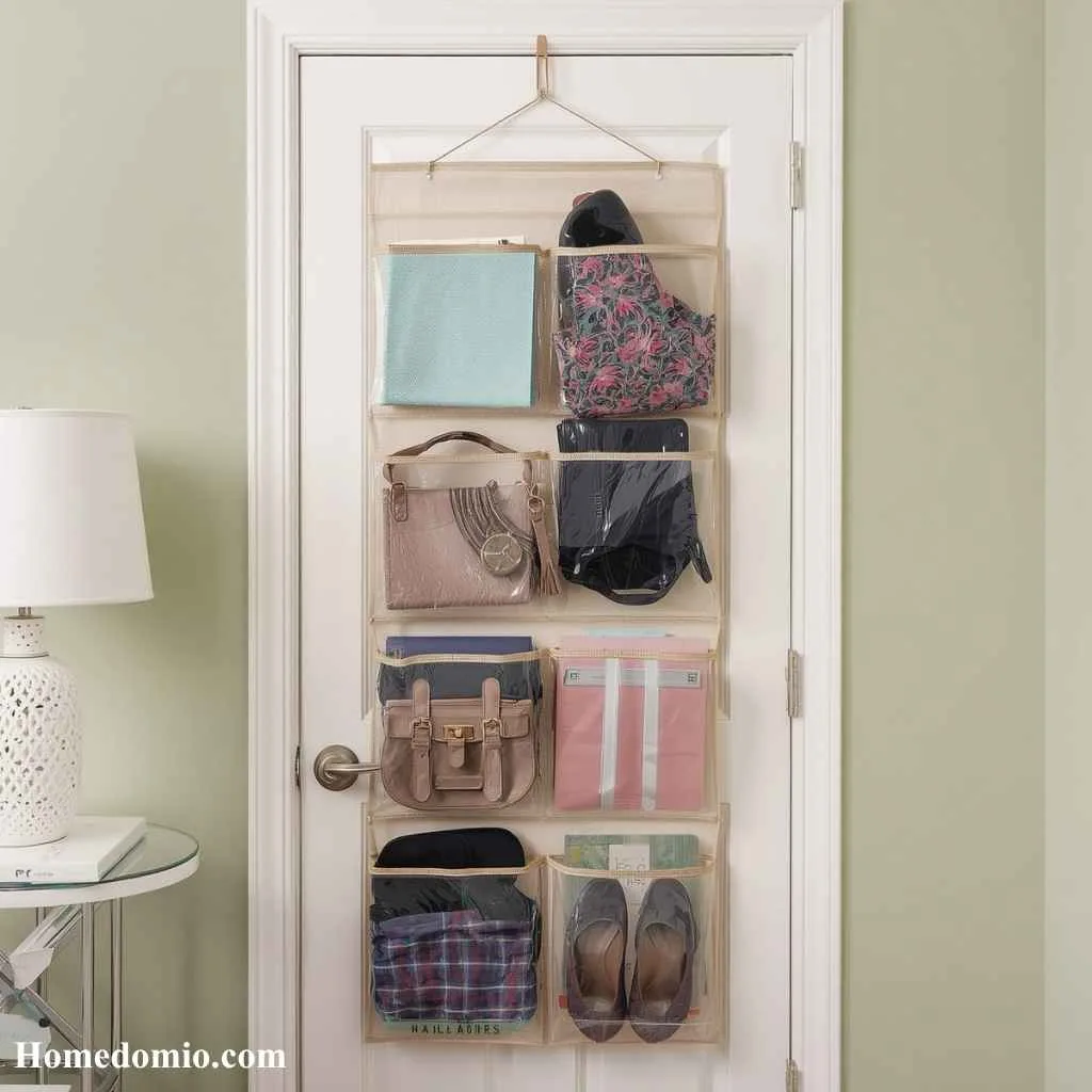 DIY Bedroom Organization Ideas to Transform Your Space 2 Use an Over-the-Door Shoe Organizer for More Than Just Shoes