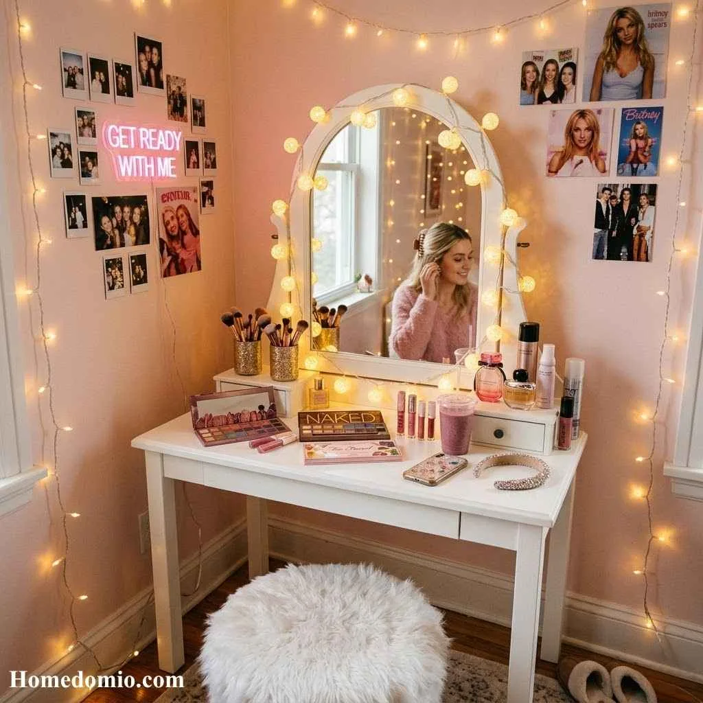 Vanity Mirror with String Lights