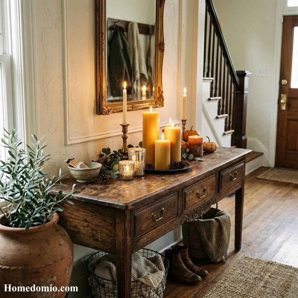 Vintage Console with Candle Styling