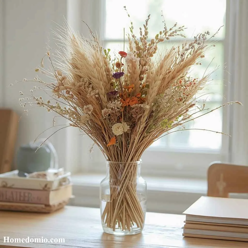 Cottage Core Dorm Room Decor: 15 Charming Ideas to Try 2 Wheat and Wildflower Bouquets