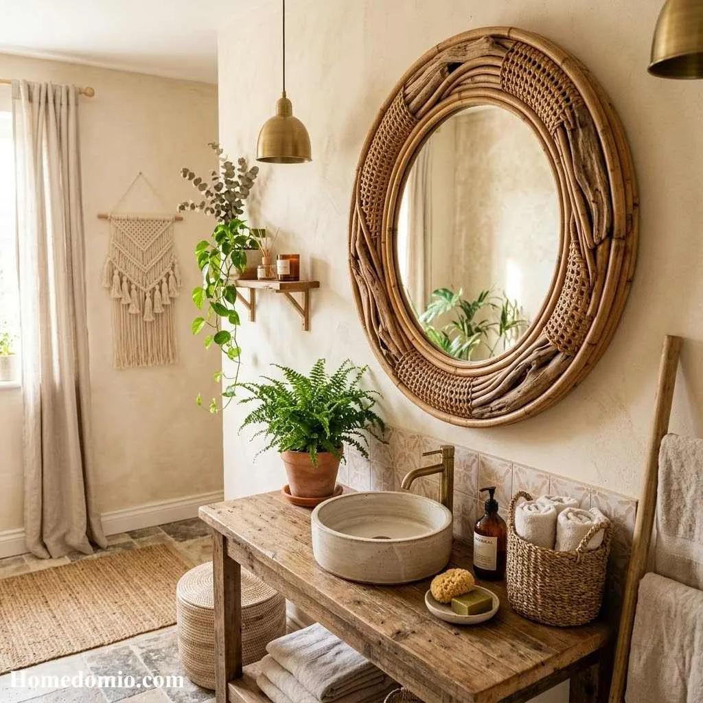 Wooden Framed Bohemian Mirror