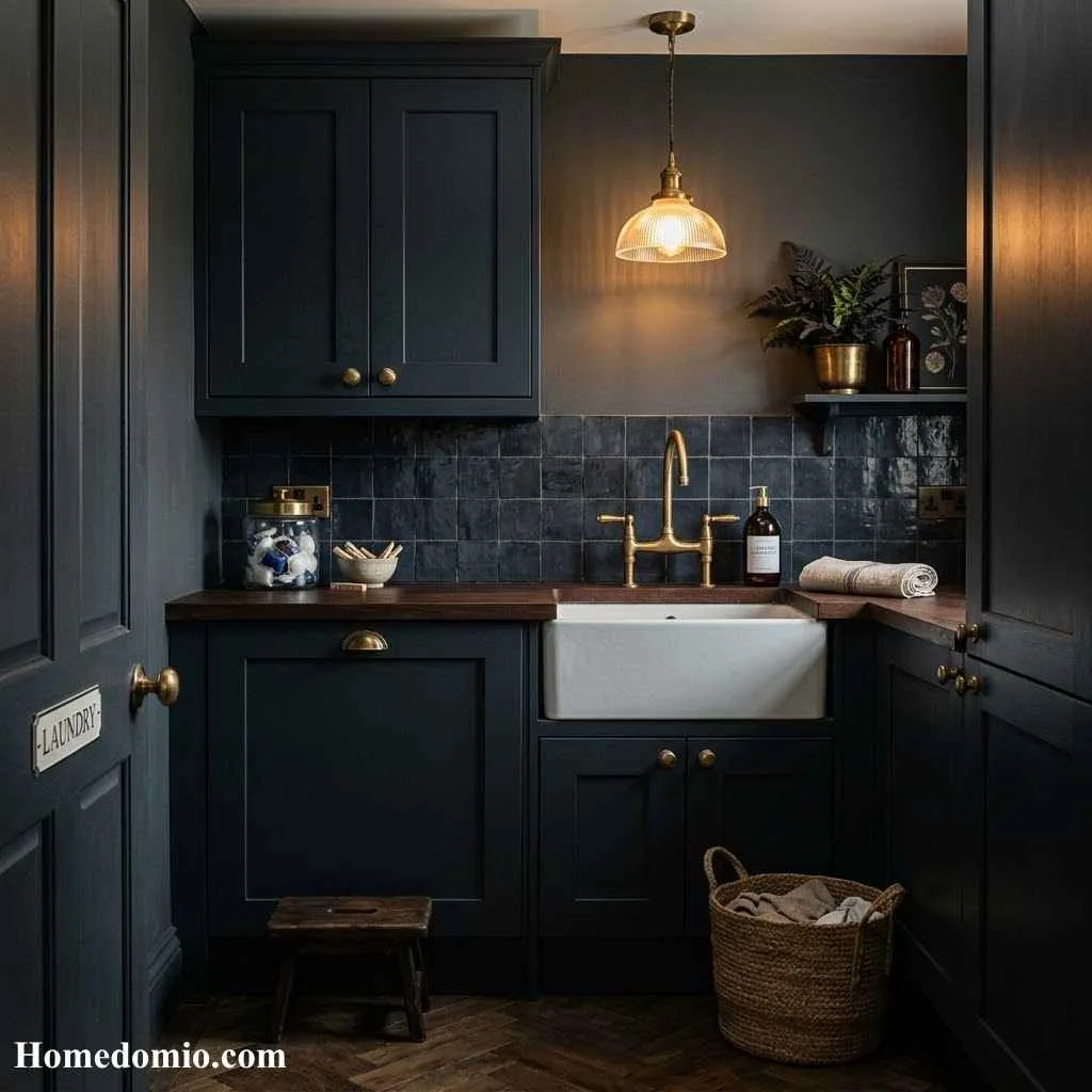 14 Cozy Luxurious Laundry Room Ideas For Your Home 13 A Moody Dark Palette