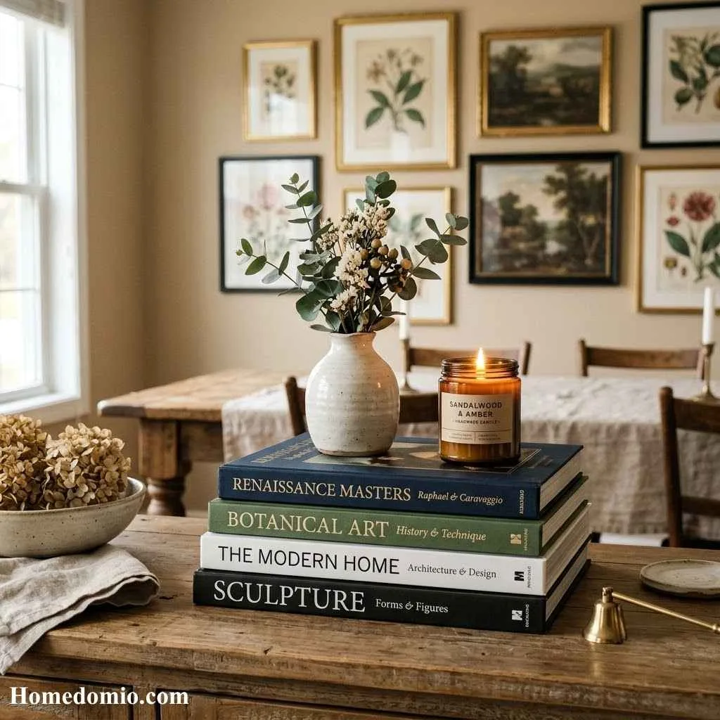 Art Book Stack with Decor Topper