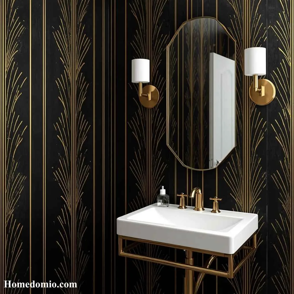  Art Deco Dark Gold and Black