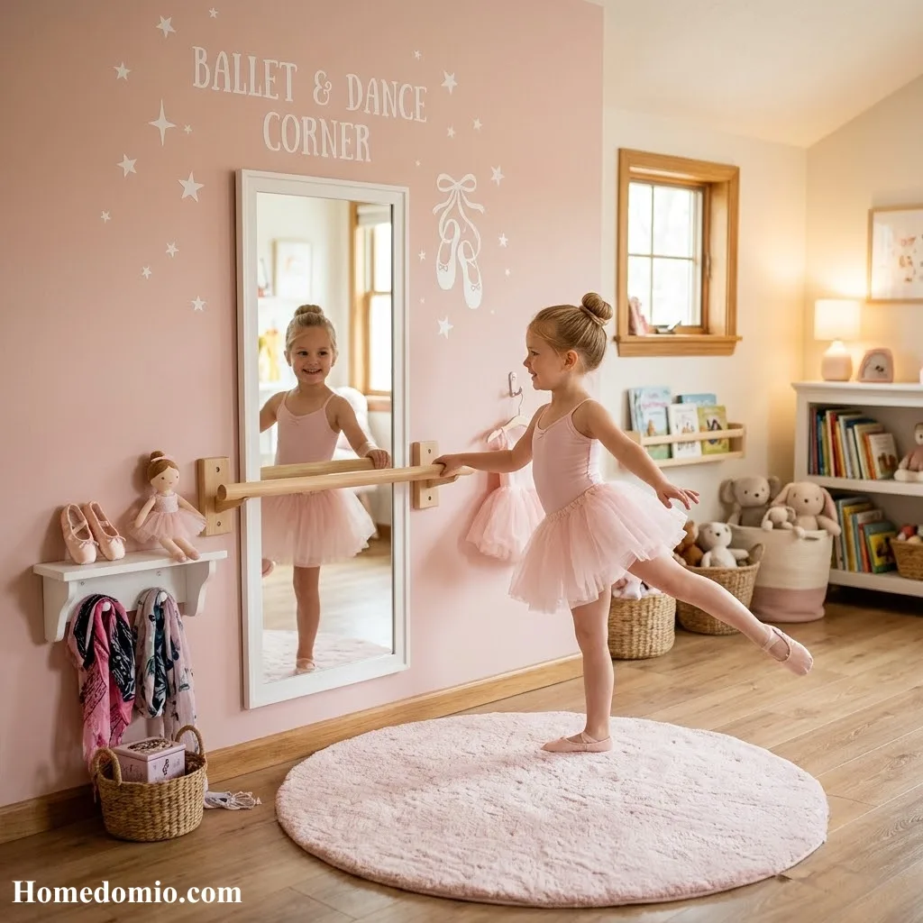 Playroom Inspiration Girls: 15 Dreamy Ideas Your Little One Will Love 11 Ballet and Dance Corner