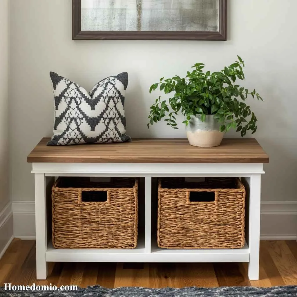 Bench With Baskets And Greenery