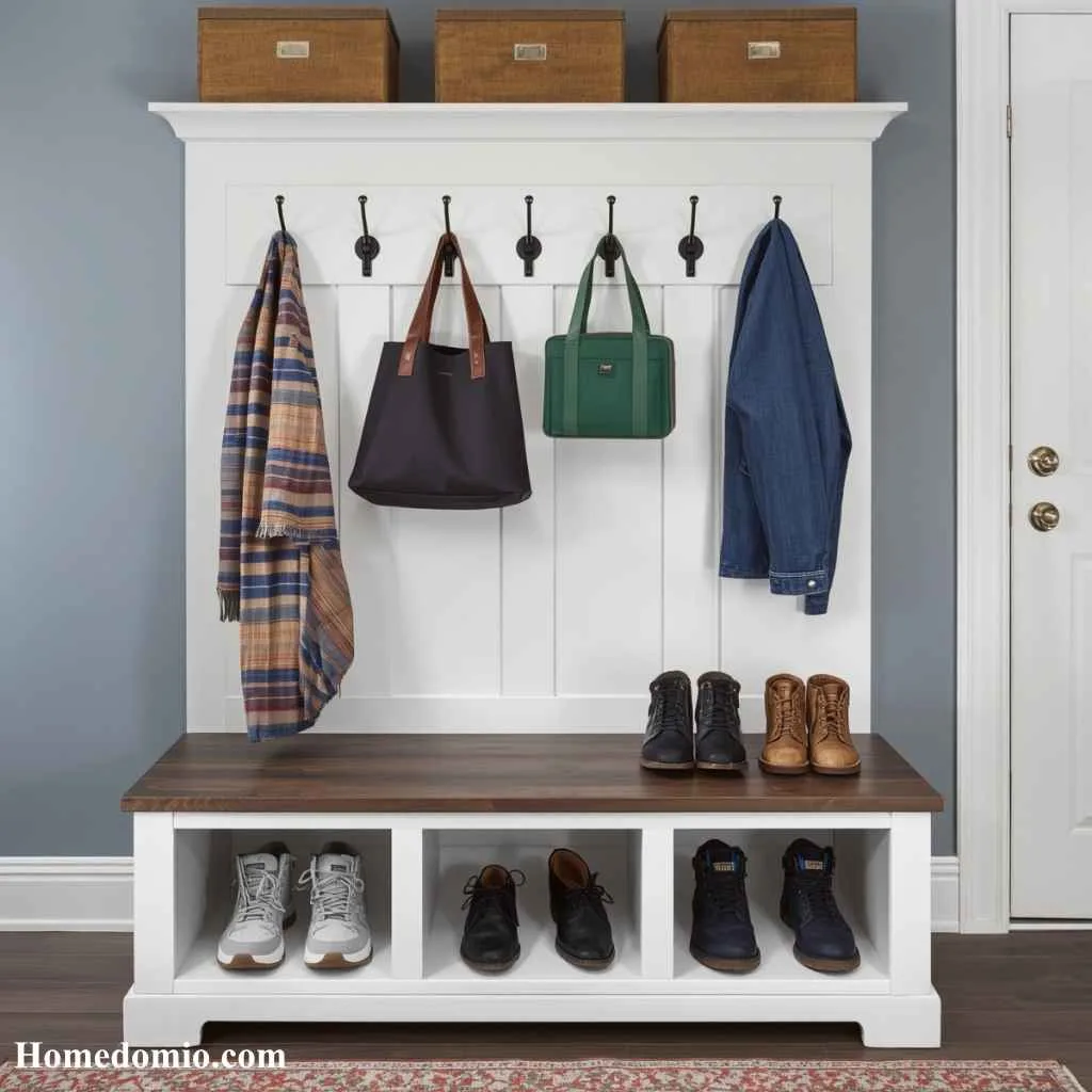  Bench With Hooks And Shelf Combo