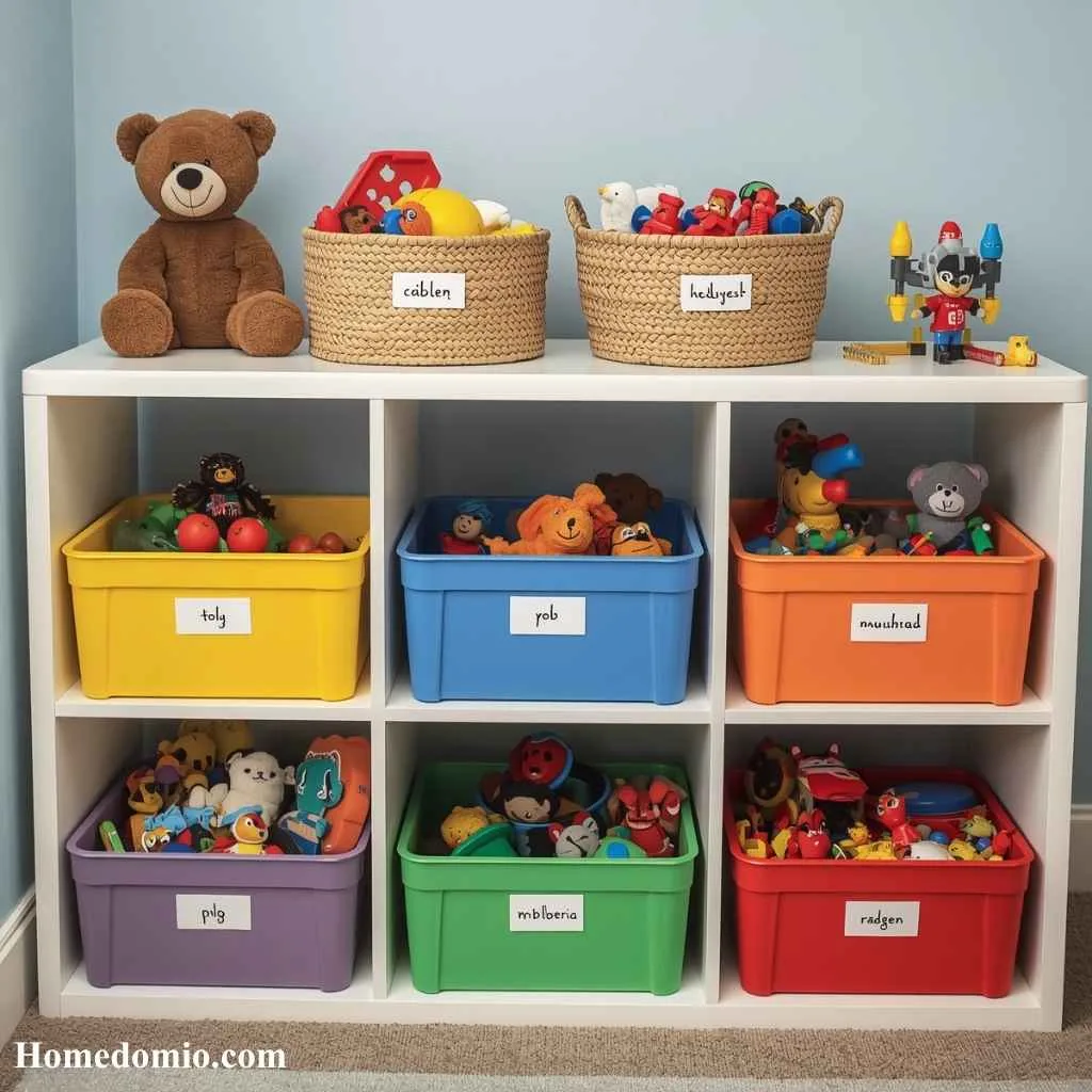 Playroom Inspiration Girls: 15 Dreamy Ideas Your Little One Will Love 14 Color Coded Toy Storage