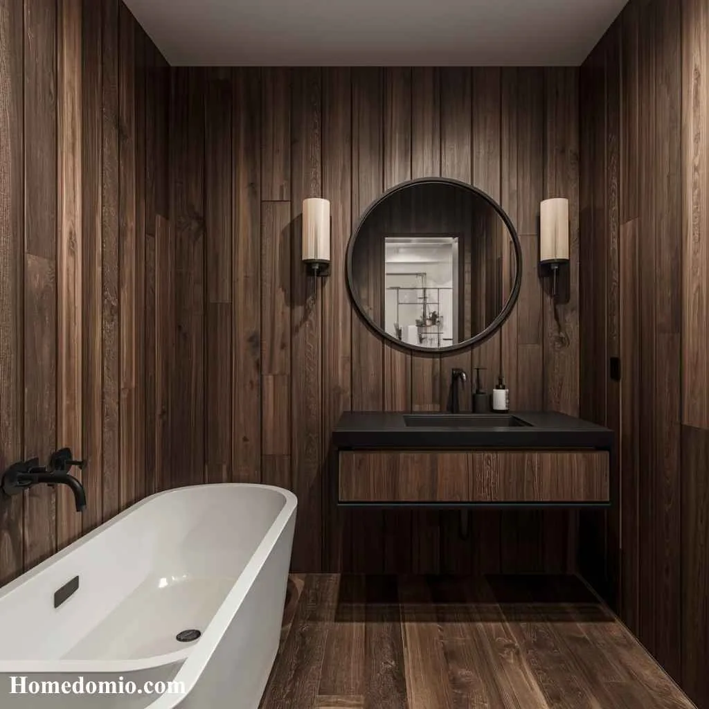 Moody Bathroom Colors: 14 Stunning Shades to Transform Your Space 15 Dark Walnut Wood Tone