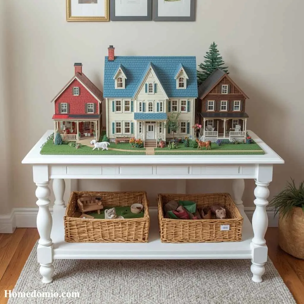 Playroom Inspiration Girls: 15 Dreamy Ideas Your Little One Will Love 12 Dollhouse Display Table