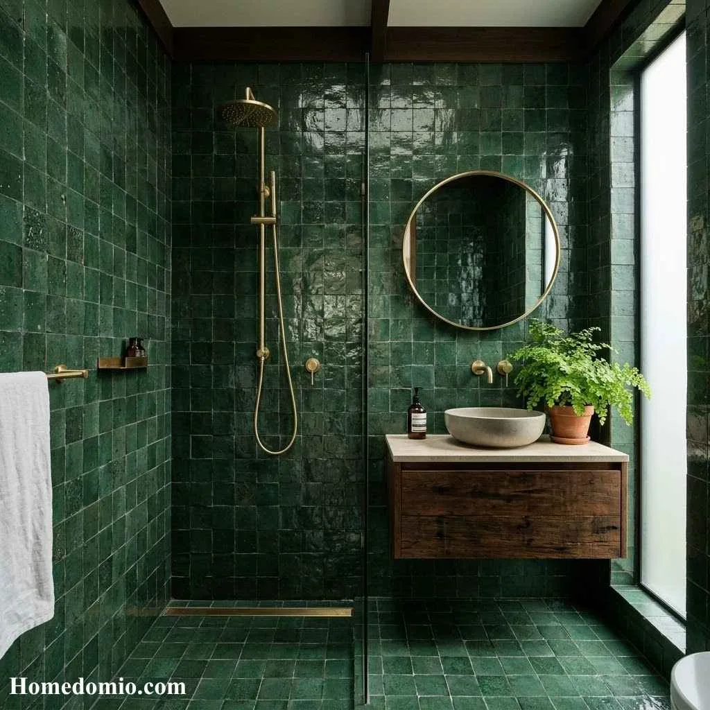 Forest Green Textured Tiles