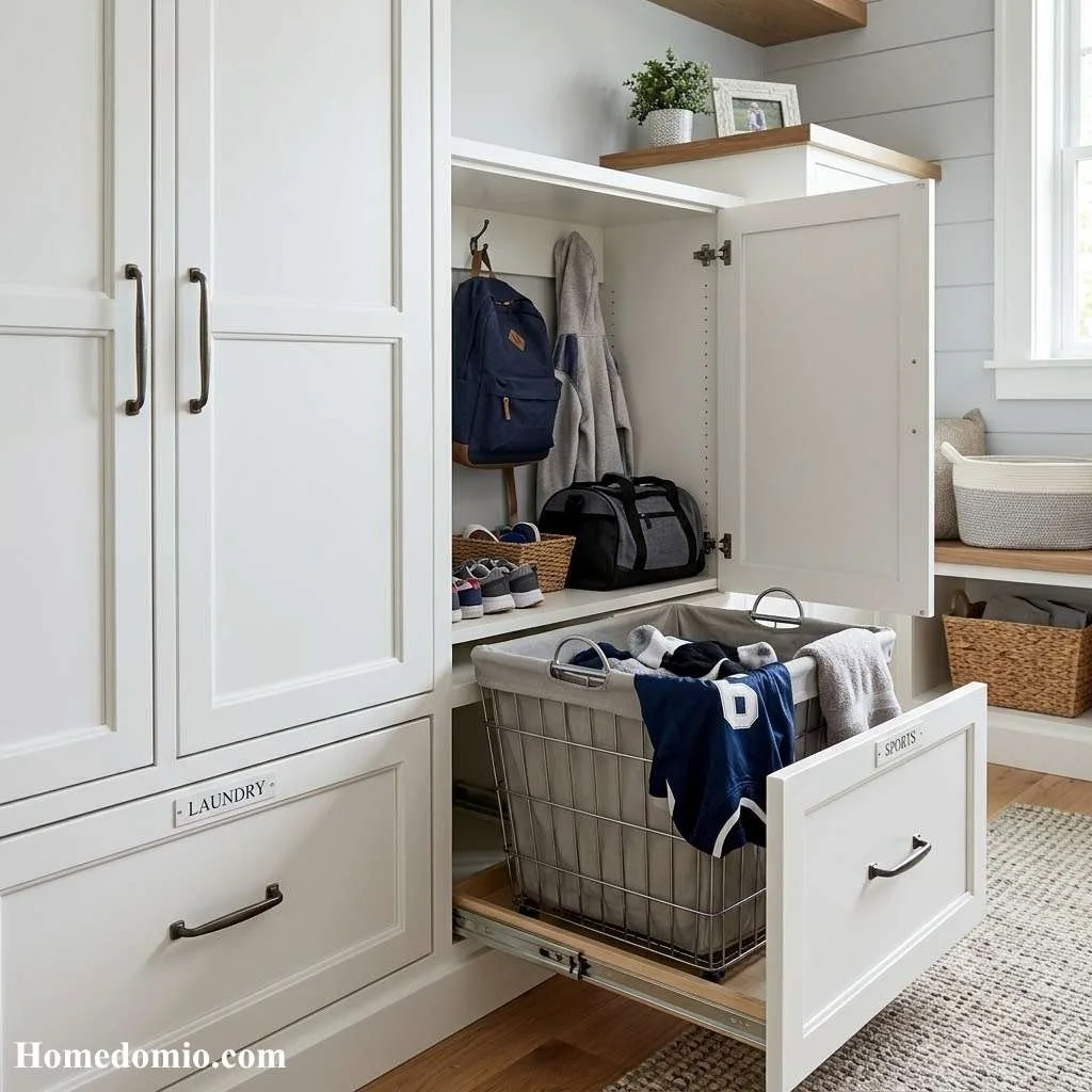 Mudroom Lockers Ideas To Organize Your Entryway In Style 9 Lockers With Built In Laundry Baskets